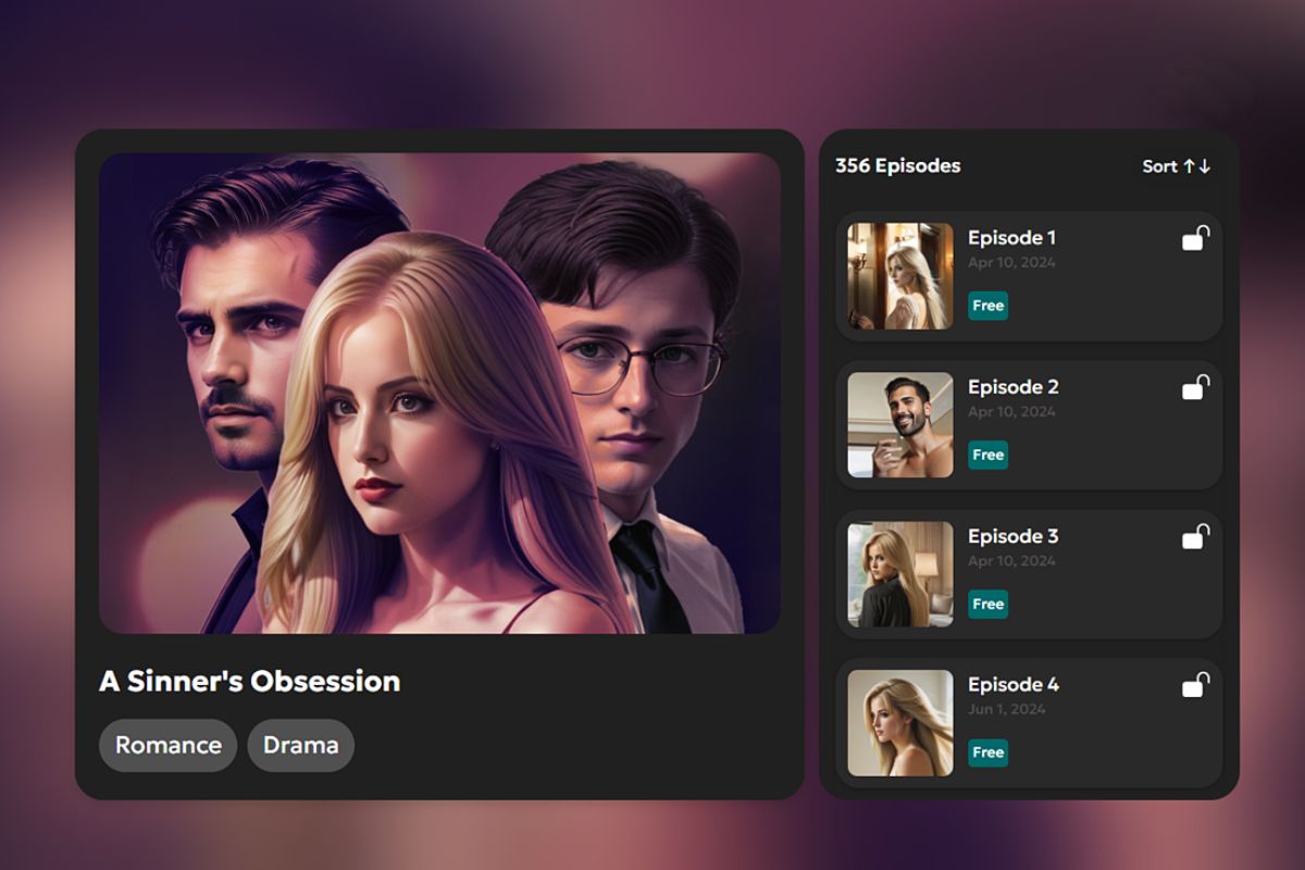 The website poster of A Sinner's Obsession series. 